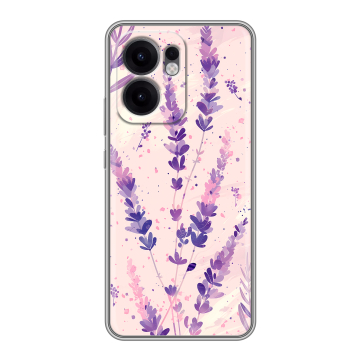 Силиконовый чехол на OPPO Reno13 F с принтом цветы лаванда Силиконовый чехол на OPPO Reno13 F с принтом цветы лаванда