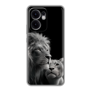 Силиконовый чехол на OPPO Reno13 F с принтом Лев кошки