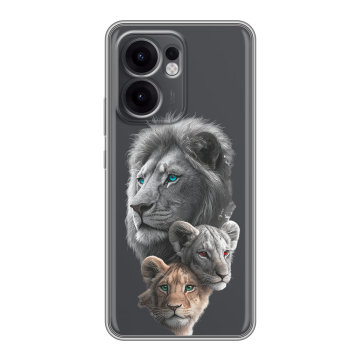 Силиконовый чехол на OPPO Reno13 F с принтом Львы