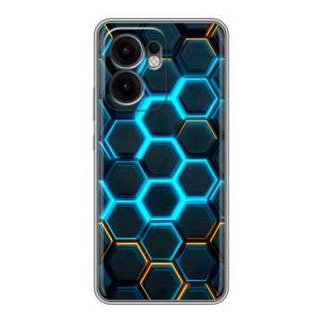 Силиконовый чехол на OPPO Reno13 F с принтом Неоновые соты