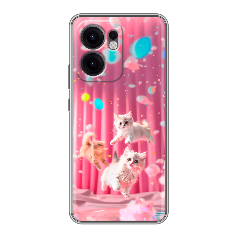 Силиконовый чехол на OPPO Reno13 F с принтом милые котики Силиконовый чехол на OPPO Reno13 F с принтом милые котики