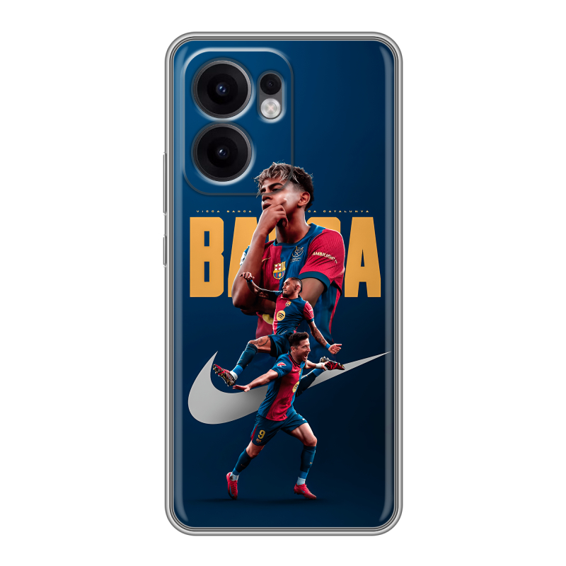 Силиконовый чехол на OPPO Reno 13F с принтом Барселона Barca Yamal Силиконовый чехол на OPPO Reno 13F с принтом Барселона Barca Yamal