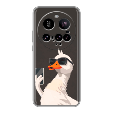Силиконовый чехол на Xiaomi 15 Ultra с принтом утка в очках