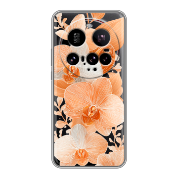 Силиконовый чехол на Xiaomi 15 Ultra с принтом Бежевые цветы