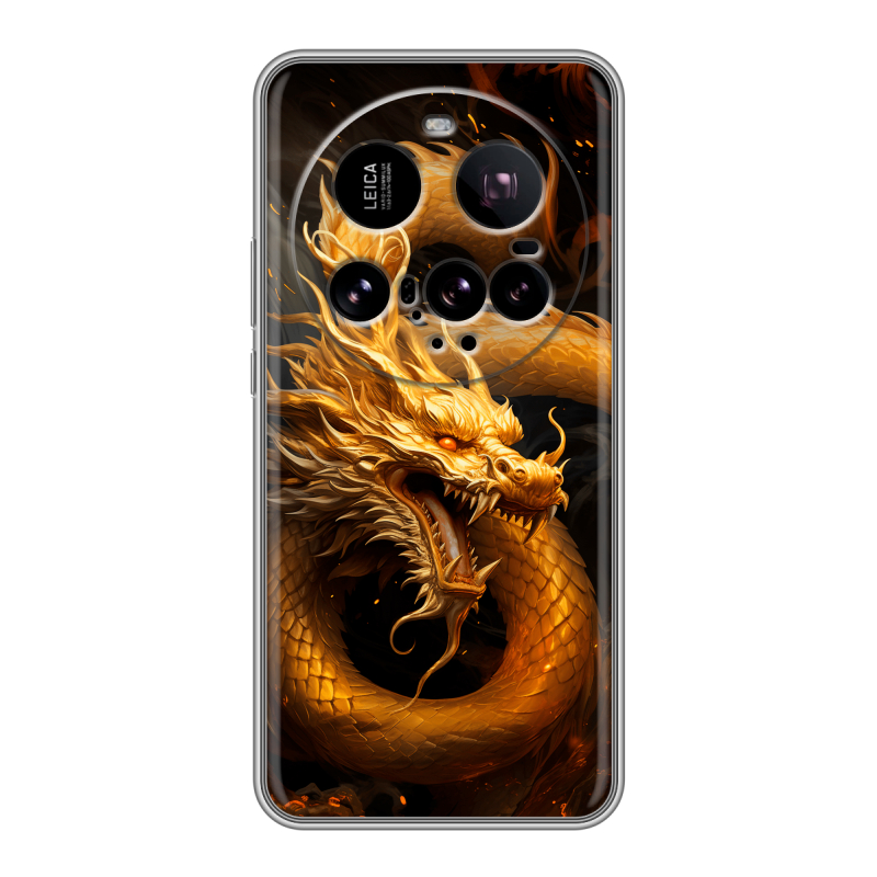 Силиконовый чехол на Xiaomi 15 Ultra с принтом Золотой дракон Силиконовый чехол на Xiaomi 15 Ultra с принтом Золотой дракон