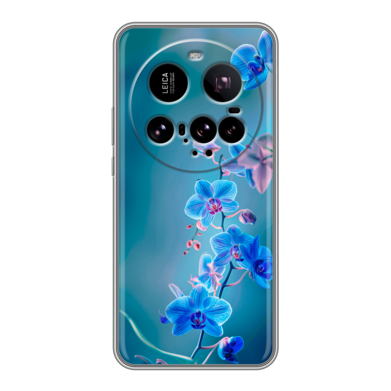 Силиконовый чехол на Xiaomi 15 Ultra с принтом Голубые цветы Силиконовый чехол на Xiaomi 15 Ultra с принтом Голубые цветы