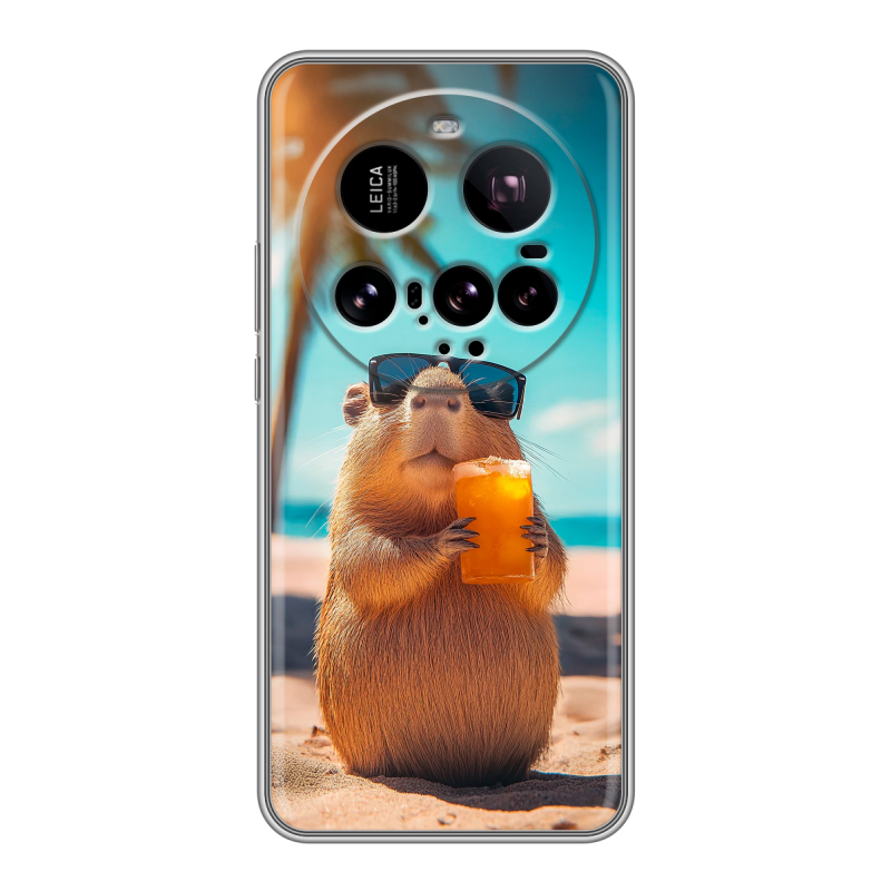 Силиконовый чехол на Xiaomi 15 Ultra с принтом Капибара Силиконовый чехол на Xiaomi 15 Ultra с принтом Капибара
