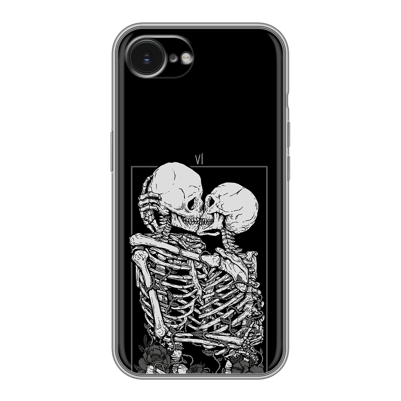 Силиконовый чехол на Iphone 16e с принтом Поцелуй скелетов Силиконовый чехол на Iphone 16e с принтом Поцелуй скелетов
