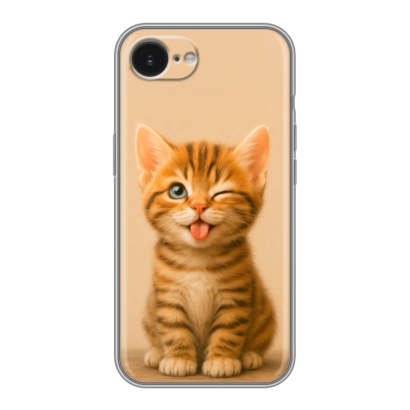 Силиконовый чехол на Iphone 16e с принтом котенок Силиконовый чехол на Iphone 16e с принтом котенок