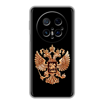 Силиконовый чехол на Huawei Mate 70 Pro с принтом Герб России золотой