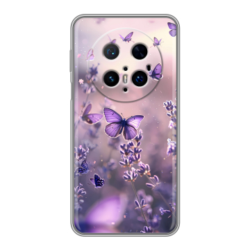 Силиконовый чехол на Huawei Mate 70 Pro с принтом бабочки и лаванда Силиконовый чехол на Huawei Mate 70 Pro с принтом бабочки и лаванда