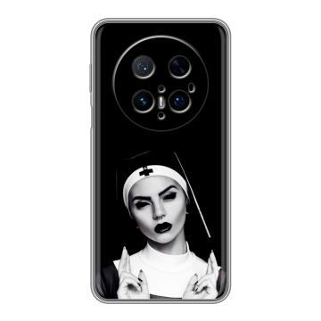 Силиконовый чехол на Huawei Mate 70 Pro с принтом монашка Силиконовый чехол на Huawei Mate 70 Pro с принтом монашка