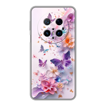 Силиконовый чехол на Huawei Mate 70 Pro с принтом цветы бабочки Силиконовый чехол на Huawei Mate 70 Pro с принтом цветы бабочки