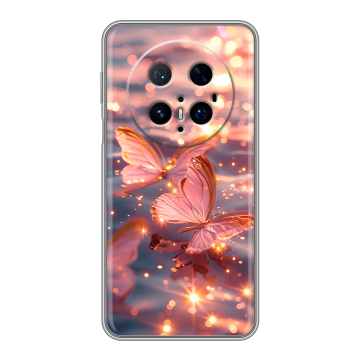 Силиконовый чехол на Huawei Mate 70 Pro с принтом бабочки розовые Силиконовый чехол на Huawei Mate 70 Pro с принтом бабочки розовые