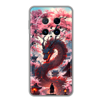 Силиконовый чехол на Huawei Mate 70 Pro с принтом Дракон Японский