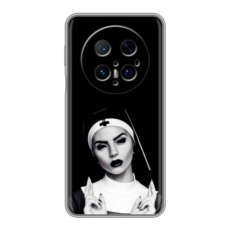 Силиконовый чехол на Huawei Mate 70 Pro с принтом монашка Силиконовый чехол на Huawei Mate 70 Pro с принтом монашка