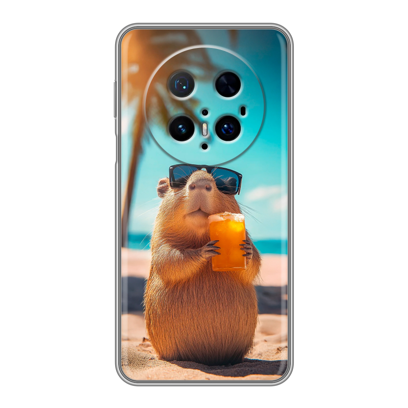 Силиконовый чехол на Huawei Mate 70 Pro с принтом Капибара Силиконовый чехол на Huawei Mate 70 Pro с принтом Капибара