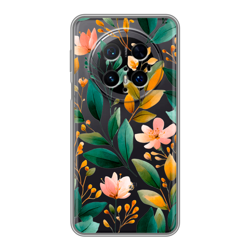 Силиконовый чехол на Huawei Mate 70 Pro с принтом Цветы паттерн Силиконовый чехол на Huawei Mate 70 Pro с принтом Цветы паттерн