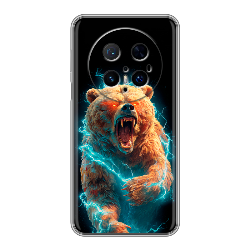 Силиконовый чехол на Huawei Mate 70 Pro с принтом Медведь Силиконовый чехол на Huawei Mate 70 Pro с принтом Медведь