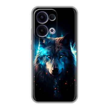 Силиконовый чехол на OPPO Reno13 с принтом Волк ночной