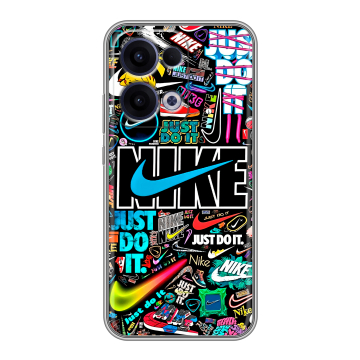 Силиконовый чехол на OPPO Reno13 с принтом найк nike черный