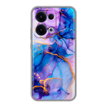 Силиконовый чехол на OPPO Reno13 с принтом синий мрамор