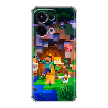 Силиконовый чехол на OPPO Reno13 с принтом Майнкрафт Minecraft