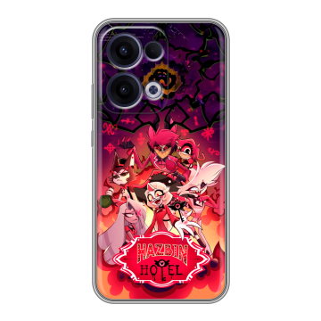Силиконовый чехол на OPPO Reno13 с принтом Hazbin Hotel Отель Хазбин