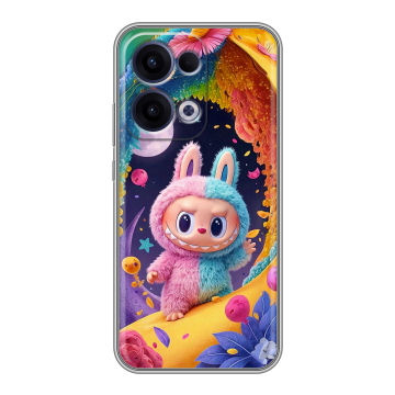 Силиконовый чехол на OPPO Reno13 с принтом Labubu Лабубу