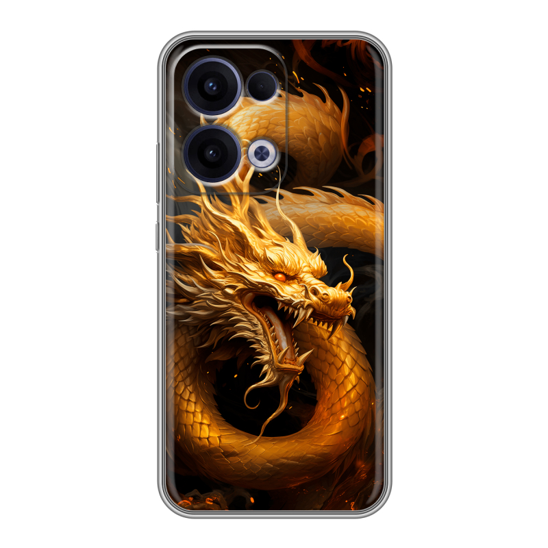 Силиконовый чехол на OPPO Reno13 с принтом Золотой дракон Силиконовый чехол на OPPO Reno13 с принтом Золотой дракон