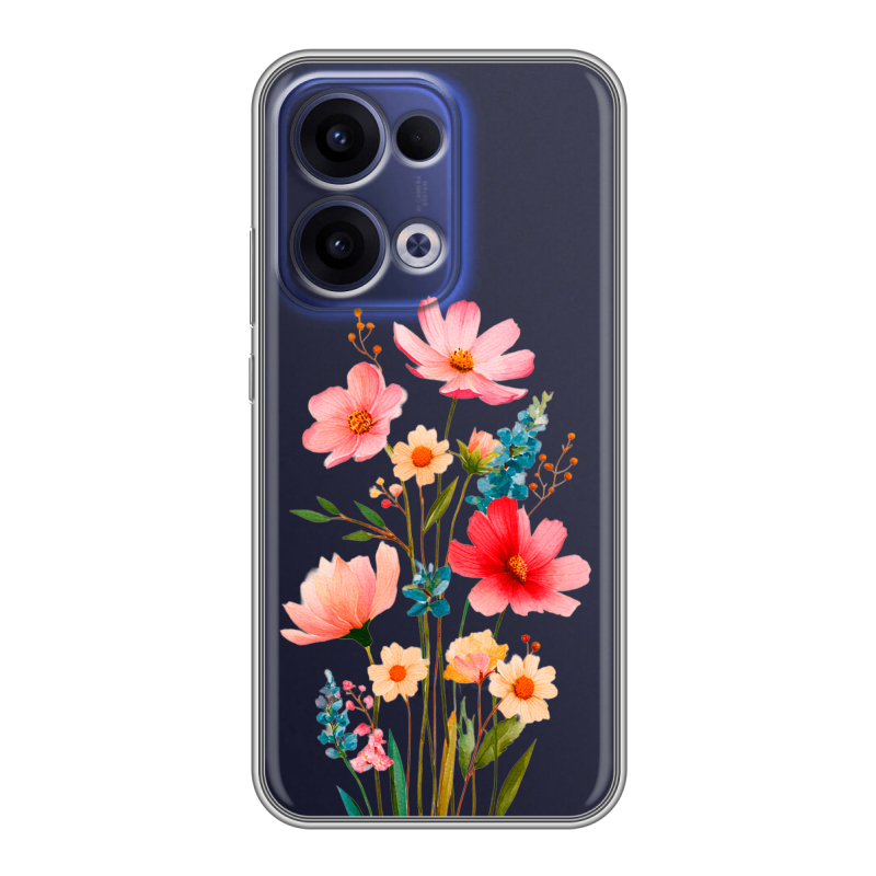 Силиконовый чехол на OPPO Reno13 с принтом Цветы Силиконовый чехол на OPPO Reno13 с принтом Цветы