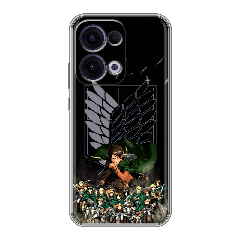 Силиконовый чехол на OPPO Reno13 с принтом Атака титанов Силиконовый чехол на OPPO Reno13 с принтом Атака титанов