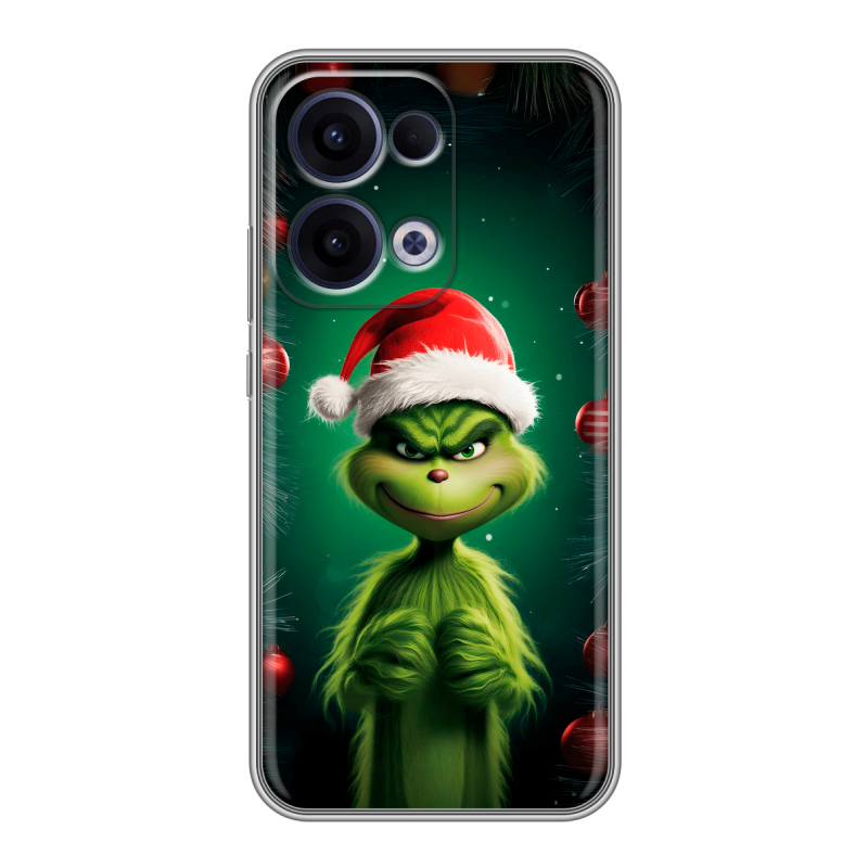 Силиконовый чехол на OPPO Reno13 с принтом Гринч Новый год Рождество Силиконовый чехол на OPPO Reno13 с принтом Гринч Новый год Рождество