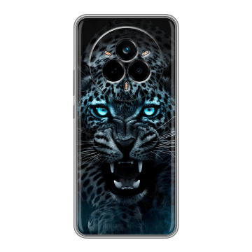 Силиконовый чехол на Realme 14 Pro с принтом Темный леопард