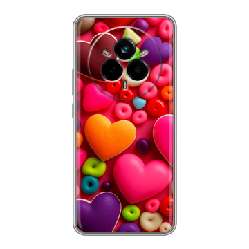 Силиконовый чехол на Realme 14 Pro с принтом Сердечки