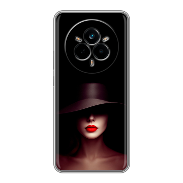 Силиконовый чехол на Realme 14 Pro с принтом Девушка в шляпе