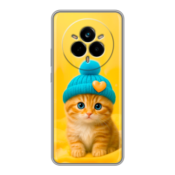 Силиконовый чехол на Realme 14 Pro с принтом Котенок в шапке Силиконовый чехол на Realme 14 Pro с принтом Котенок в шапке