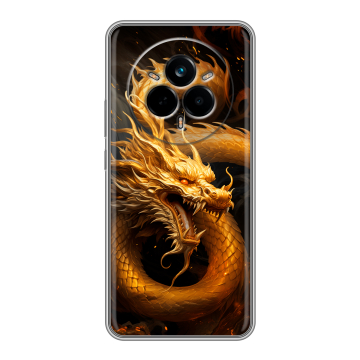 Силиконовый чехол на Realme 14 Pro с принтом Золотой дракон Силиконовый чехол на Realme 14 Pro с принтом Золотой дракон
