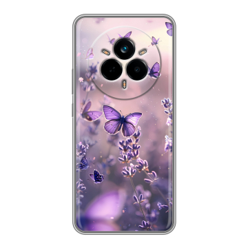Силиконовый чехол на Realme 14 Pro с принтом бабочки и лаванда