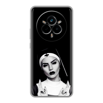 Силиконовый чехол на Realme 14 Pro с принтом монашка