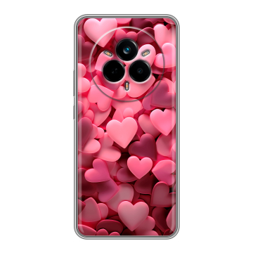 Силиконовый чехол на Realme 14 Pro с принтом розовые сердечки