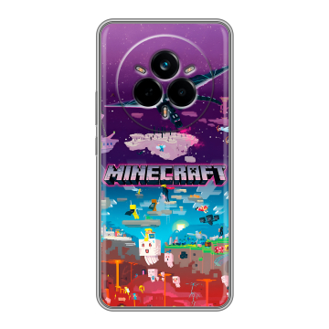 Силиконовый чехол на Realme 14 Pro с принтом Майнкрафт Minecraft