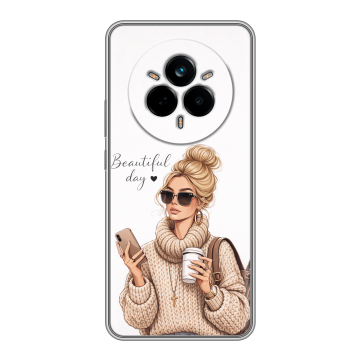 Силиконовый чехол на Realme 14 Pro с принтом женский