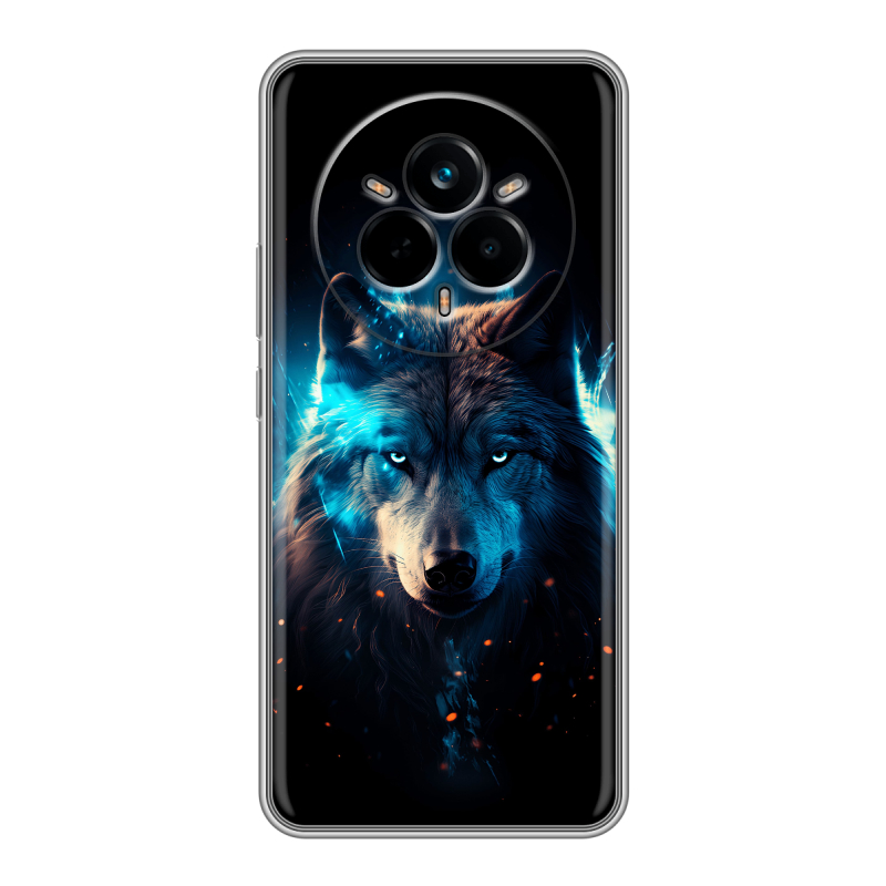 Силиконовый чехол на Realme 14 Pro с принтом Волк ночной Силиконовый чехол на Realme 14 Pro с принтом Волк ночной