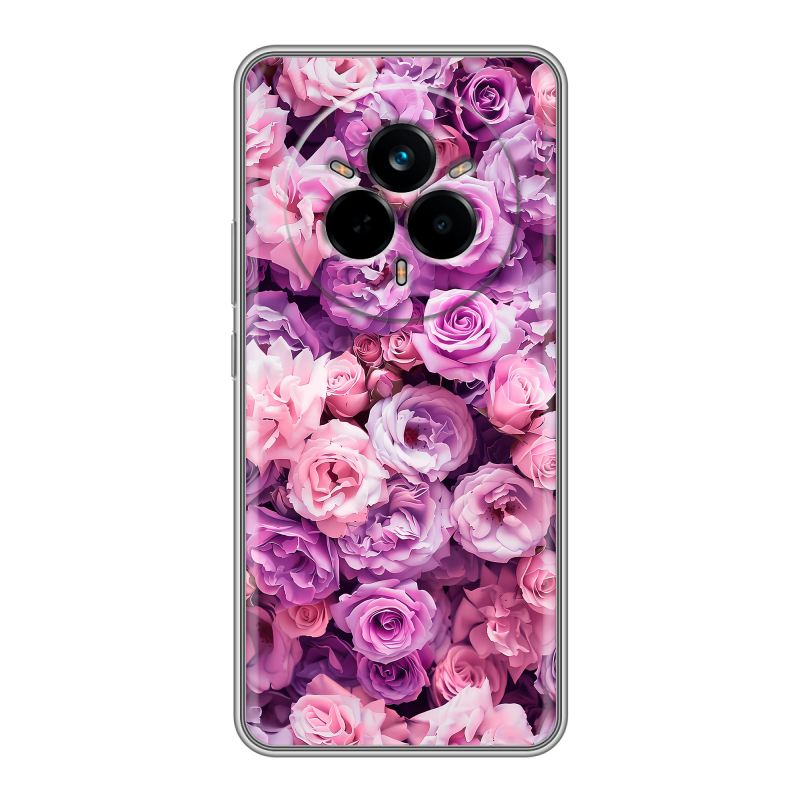 Силиконовый чехол на Realme 14 Pro с принтом лавандовые розы Силиконовый чехол на Realme 14 Pro с принтом лавандовые розы