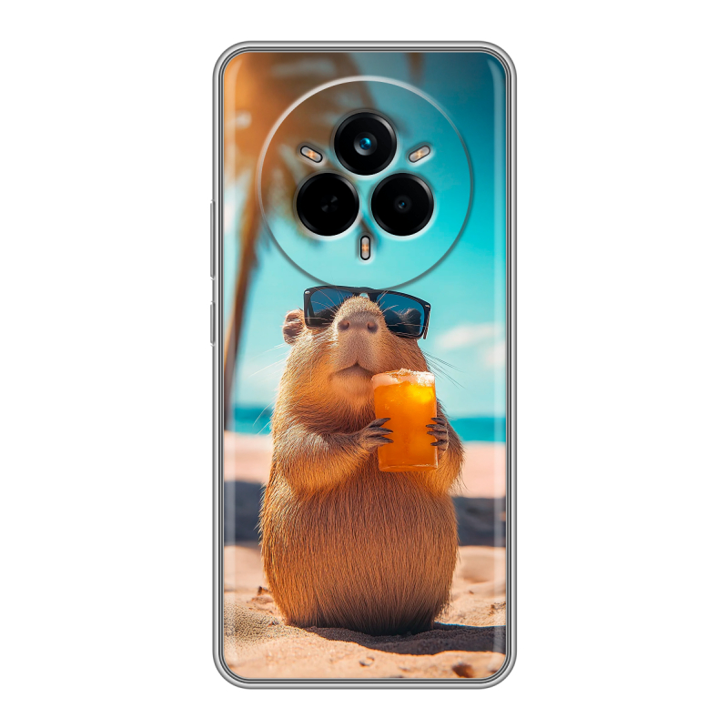 Силиконовый чехол на Realme 14 Pro с принтом Капибара Силиконовый чехол на Realme 14 Pro с принтом Капибара