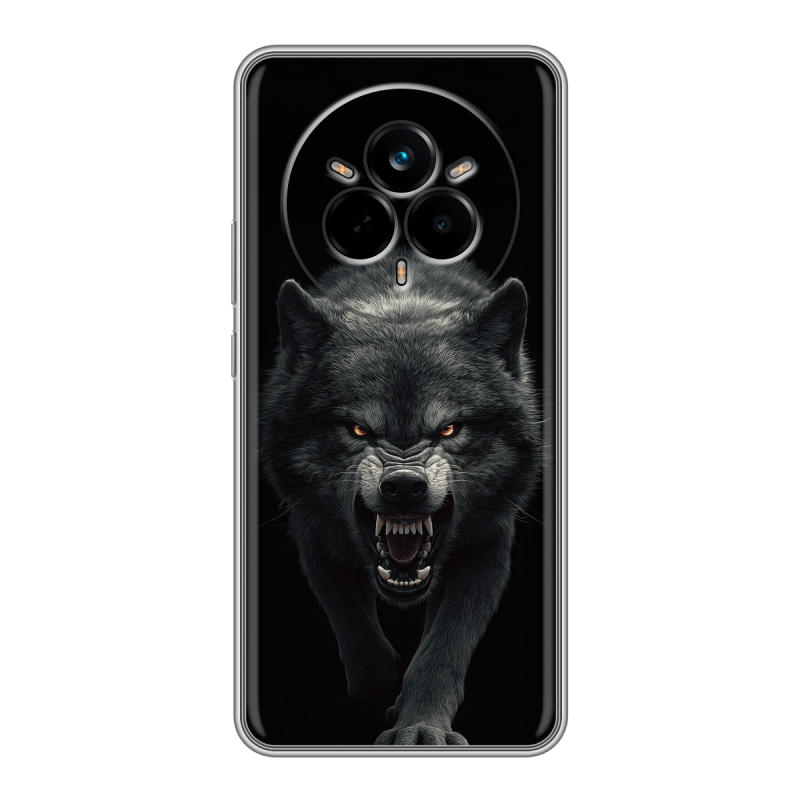 Силиконовый чехол на Realme 14 Pro с принтом Волк Силиконовый чехол на Realme 14 Pro с принтом Волк