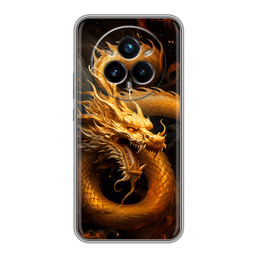 Силиконовый чехол на Realme 14 Pro Plus с принтом Золотой дракон