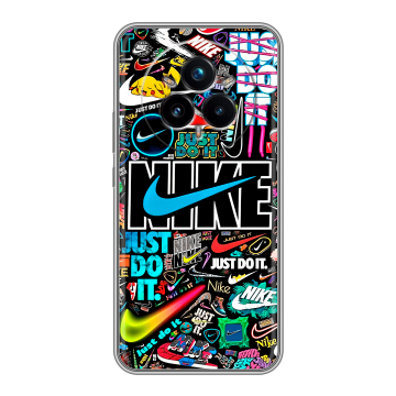 Силиконовый чехол на Realme 14 Pro Plus с принтом найк nike черный