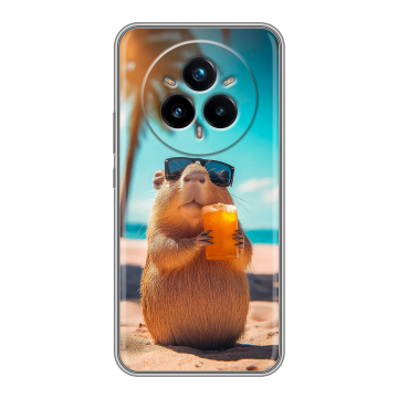 Силиконовый чехол на Realme 14 Pro Plus с принтом Капибара Силиконовый чехол на Realme 14 Pro Plus с принтом Капибара